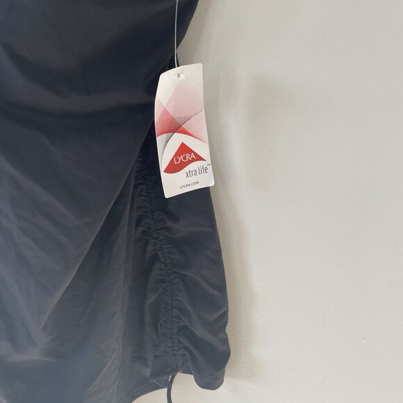 Lands' End Black Tankini Swim Top Size 6 Lycra Ruched Sides V-Neck NWT Swimwear - Picture 4 of 5